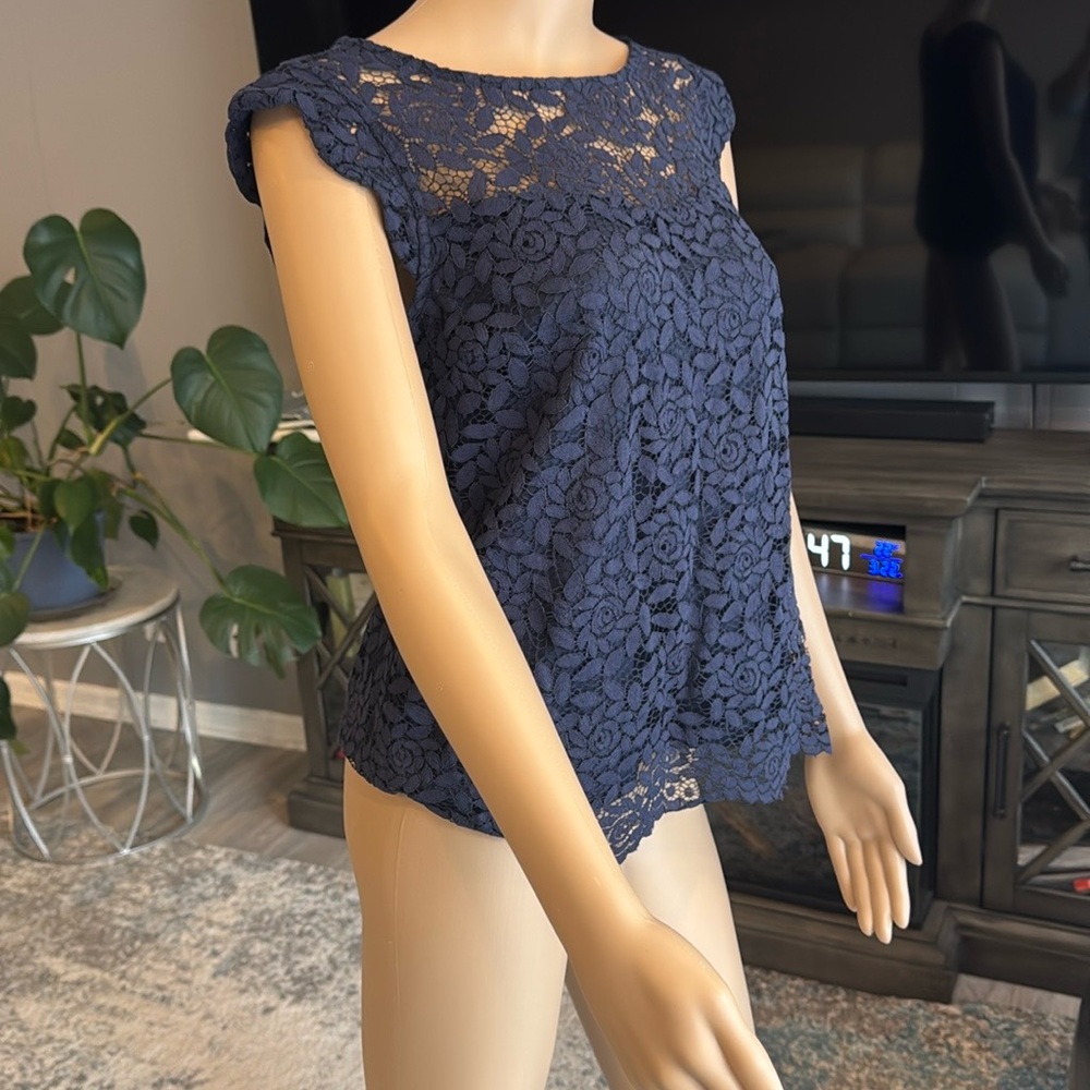 Elegant Navy Lace Top